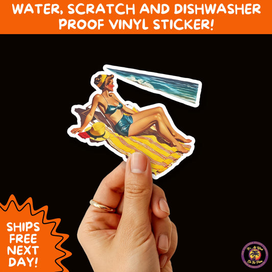 FUN BEACH STICKERS with Bikini Designs, Perfect for Travel Journals, Water Bottles, Tumblers, Laptops, Scrapbooks, and Summer Decor