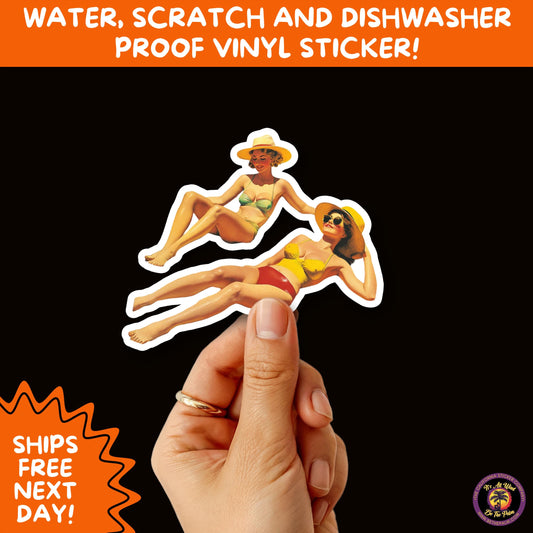FUN BEACH STICKERS with Bikini Designs, Perfect for Travel Journals, Water Bottles, Tumblers, Laptops, Scrapbooks, and Summer Decor