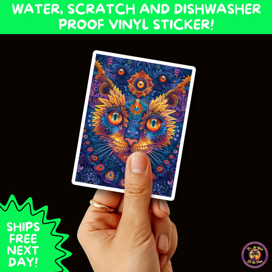 PSYCHEDELIC ART STICKERS | Trippy Groovy Vinyl Decals for Journals, Water Bottles, Laptops, Hippie Aesthetic Stickers for Vibe Lovers