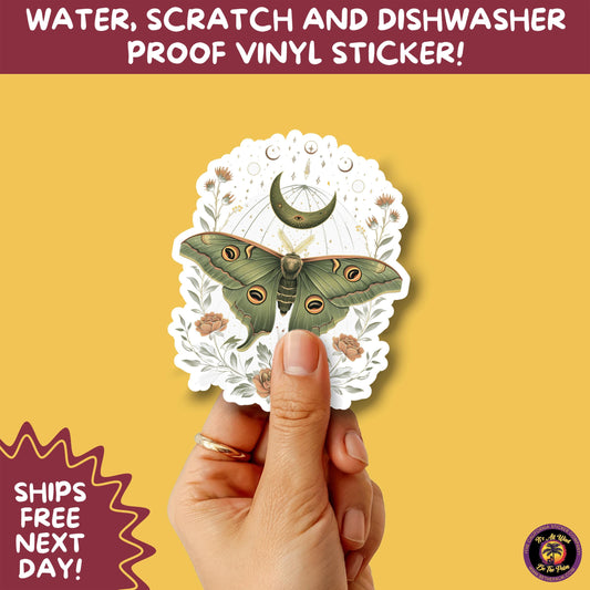 LUNA MOTH STICKERS | moth, sticker, luna moth, moon moth, cottage core, halloween, goth moth, large moth, insect sticker, laptop sticker,