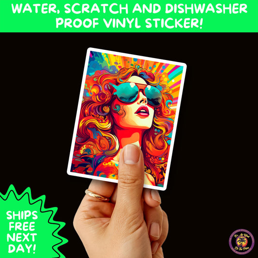 PSYCHEDELIC ART STICKERS | Trippy Groovy Vinyl Decals for Journals, Water Bottles, Laptops, Hippie Aesthetic Stickers for Vibe Lovers