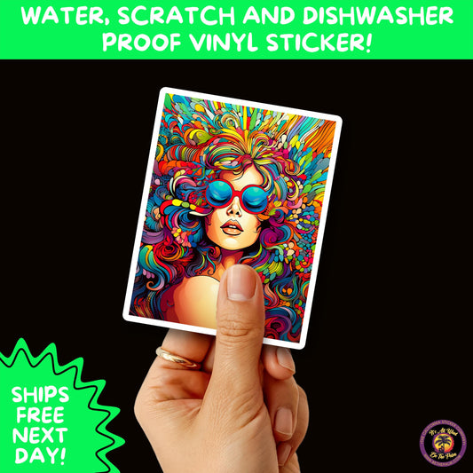 PSYCHEDELIC ART STICKERS | Trippy Groovy Vinyl Decals for Journals, Water Bottles, Laptops, Hippie Aesthetic Stickers for Vibe Lovers