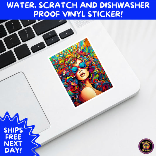 PSYCHEDELIC ART STICKERS | Trippy Groovy Vinyl Decals for Journals, Water Bottles, Laptops, Hippie Aesthetic Stickers for Vibe Lovers