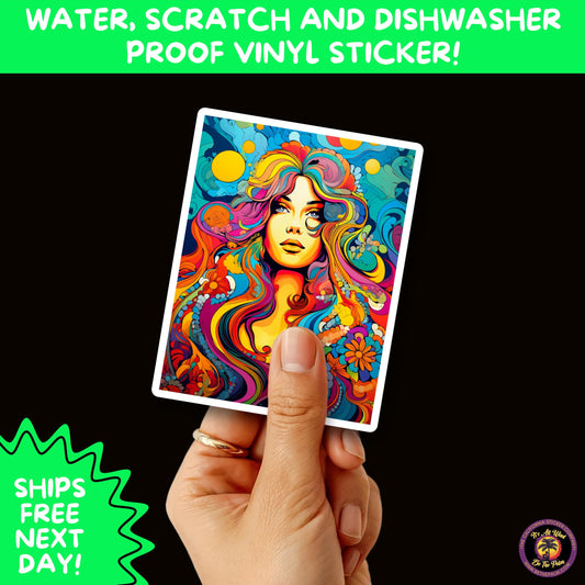 PSYCHEDELIC ART STICKERS | Trippy Groovy Vinyl Decals for Journals, Water Bottles, Laptops, Hippie Aesthetic Stickers for Vibe Lovers