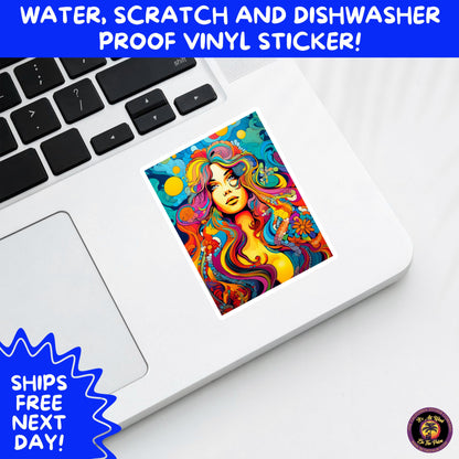 PSYCHEDELIC ART STICKERS | Trippy Groovy Vinyl Decals for Journals, Water Bottles, Laptops, Hippie Aesthetic Stickers for Vibe Lovers