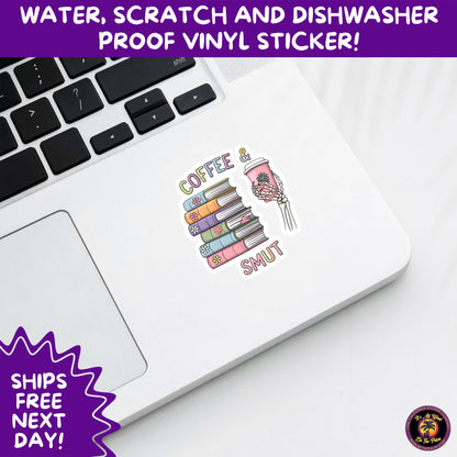 1. SMUT BOOK LOVER | Stickers – Funny Romance Sticker Pack for Readers, Booktok Gifts, Steamy Books, Kindle Accessories, Waterproof Vinyl