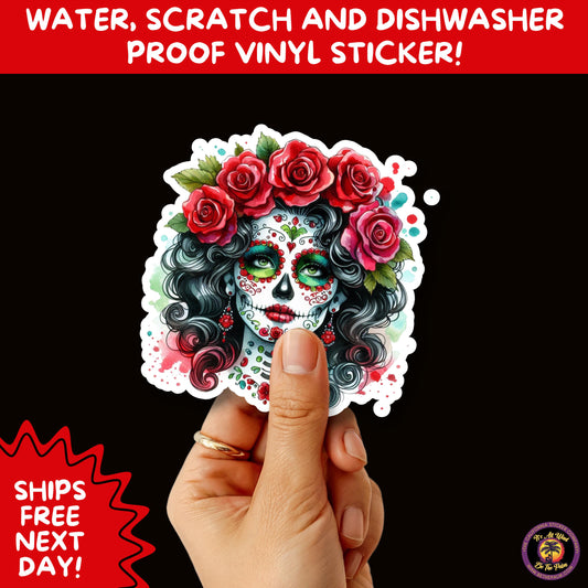 SUGAR SKULL STICKERS Day of the Dead Aesthetic Sticker Pack for Journals Laptops Water Bottles Halloween Decor and Spooky Season Gifts