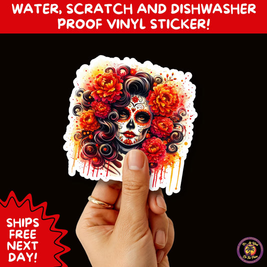 SUGAR SKULL STICKERS Day of the Dead Aesthetic Sticker Pack for Journals Laptops Water Bottles Halloween Decor and Spooky Season Gifts