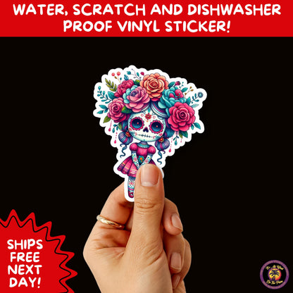 SUGAR SKULL STICKERS Day of the Dead Aesthetic Sticker Pack for Journals Laptops Water Bottles Halloween Decor and Spooky Season Gifts