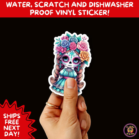 SUGAR SKULL STICKERS Day of the Dead Aesthetic Sticker Pack for Journals Laptops Water Bottles Halloween Decor and Spooky Season Gifts