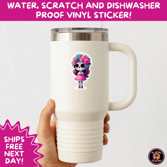 SUGAR SKULL STICKERS Day of the Dead Aesthetic Sticker Pack for Journals Laptops Water Bottles Halloween Decor and Spooky Season Gifts