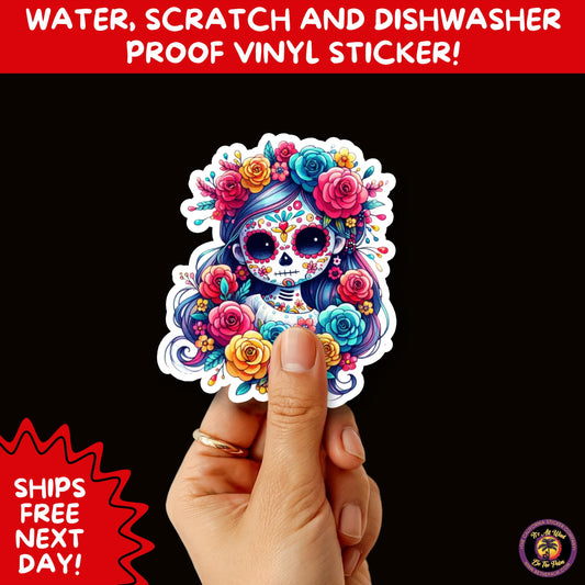 SUGAR SKULL STICKERS Day of the Dead Aesthetic Sticker Pack for Journals Laptops Water Bottles Halloween Decor and Spooky Season Gifts