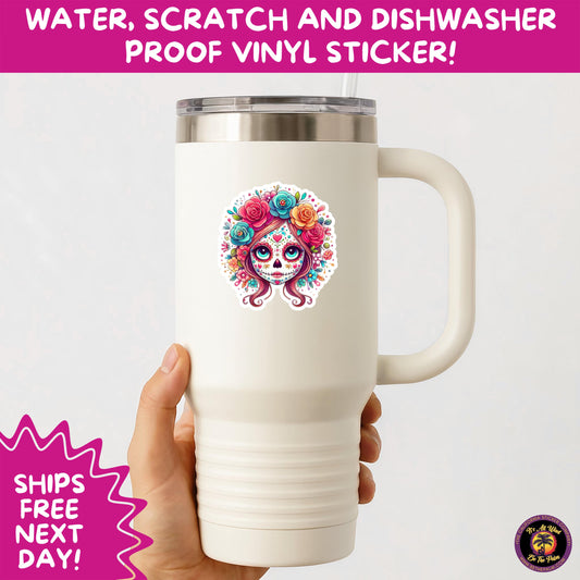 SUGAR SKULL STICKERS Day of the Dead Aesthetic Sticker Pack for Journals Laptops Water Bottles Halloween Decor and Spooky Season Gifts