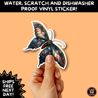 GOTH MOTH STICKERS | Gothic Insect Vinyl Stickers, Dark Aesthetic Stickers for Laptops Journals, Spooky Bug Stickers, Moth Witchy Decor