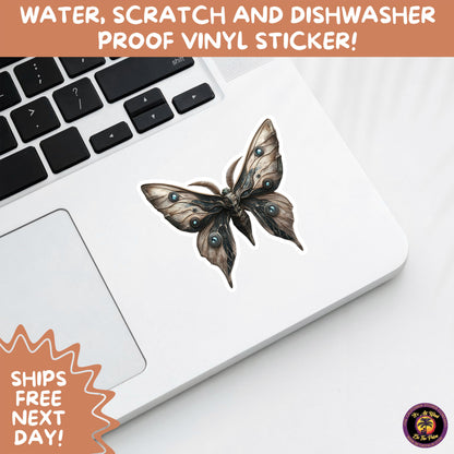 GOTH MOTH STICKERS | Gothic Insect Vinyl Stickers, Dark Aesthetic Stickers for Laptops Journals, Spooky Bug Stickers, Moth Witchy Decor