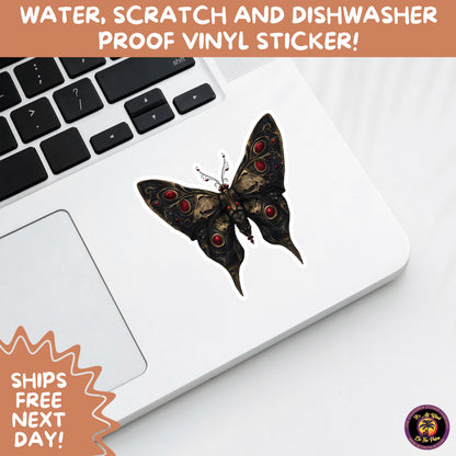 GOTH MOTH STICKERS | Gothic Insect Vinyl Stickers, Dark Aesthetic Stickers for Laptops Journals, Spooky Bug Stickers, Moth Witchy Decor