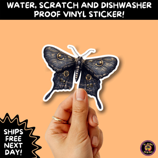 GOTH MOTH STICKERS | Gothic Insect Vinyl Stickers, Dark Aesthetic Stickers for Laptops Journals, Spooky Bug Stickers, Moth Witchy Decor