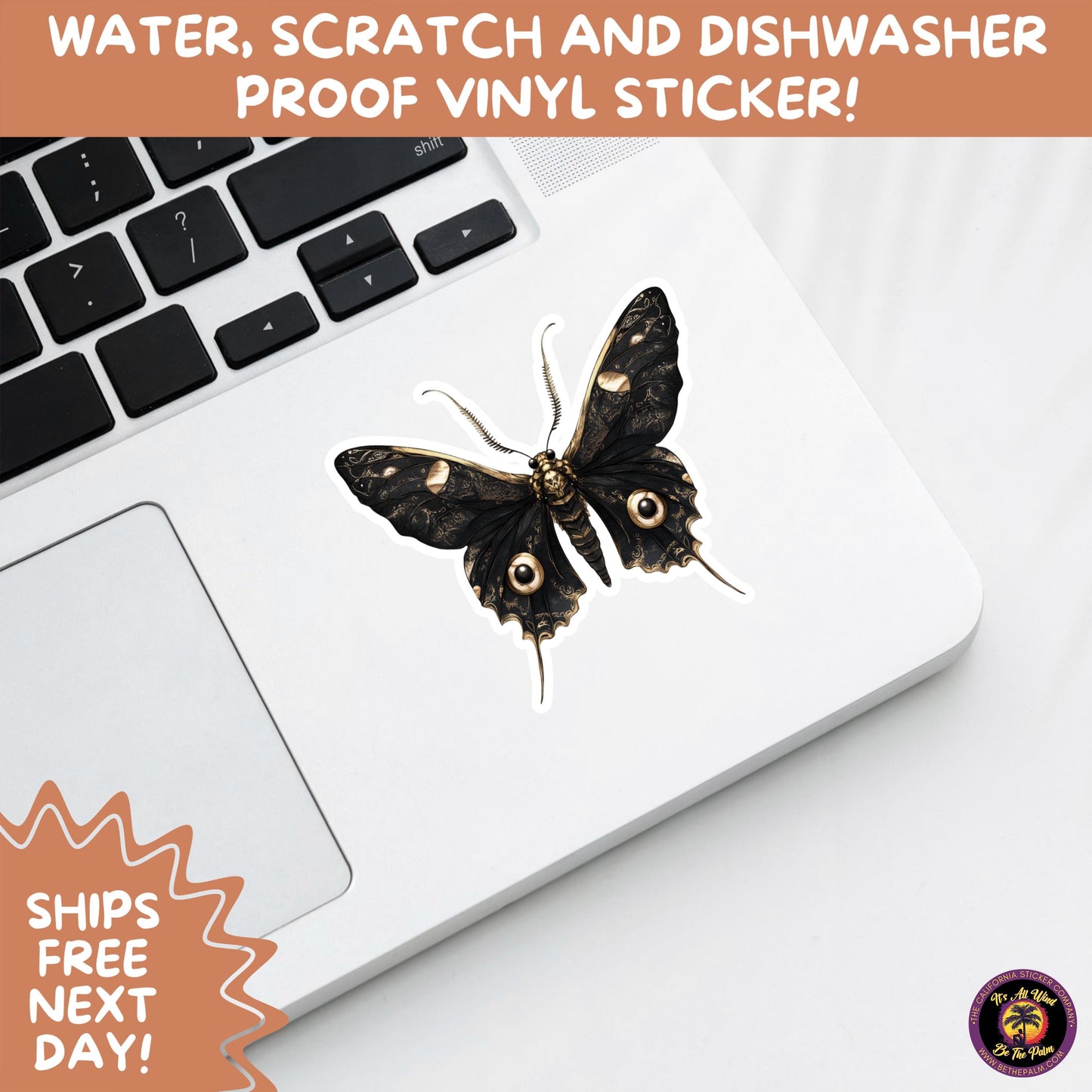 GOTH MOTH STICKERS | Gothic Insect Vinyl Stickers, Dark Aesthetic Stickers for Laptops Journals, Spooky Bug Stickers, Moth Witchy Decor