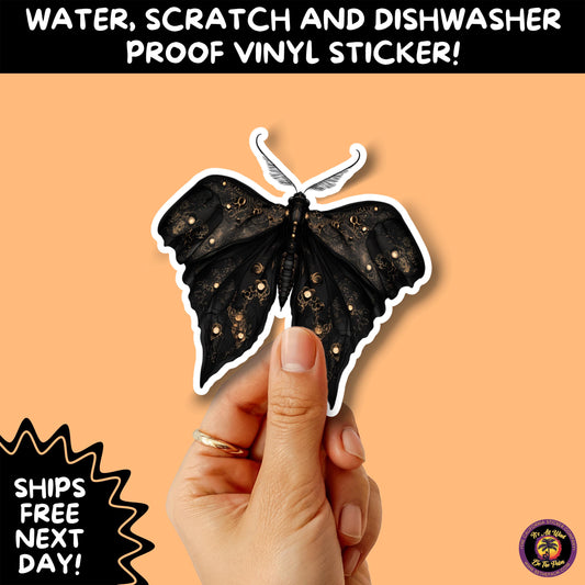 GOTH MOTH STICKERS | Gothic Insect Vinyl Stickers, Dark Aesthetic Stickers for Laptops Journals, Spooky Bug Stickers, Moth Witchy Decor