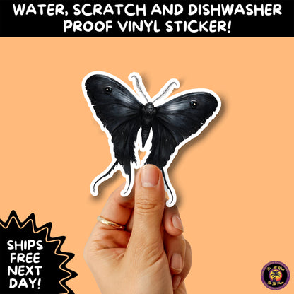 GOTH MOTH STICKERS | Gothic Insect Vinyl Stickers, Dark Aesthetic Stickers for Laptops Journals, Spooky Bug Stickers, Moth Witchy Decor