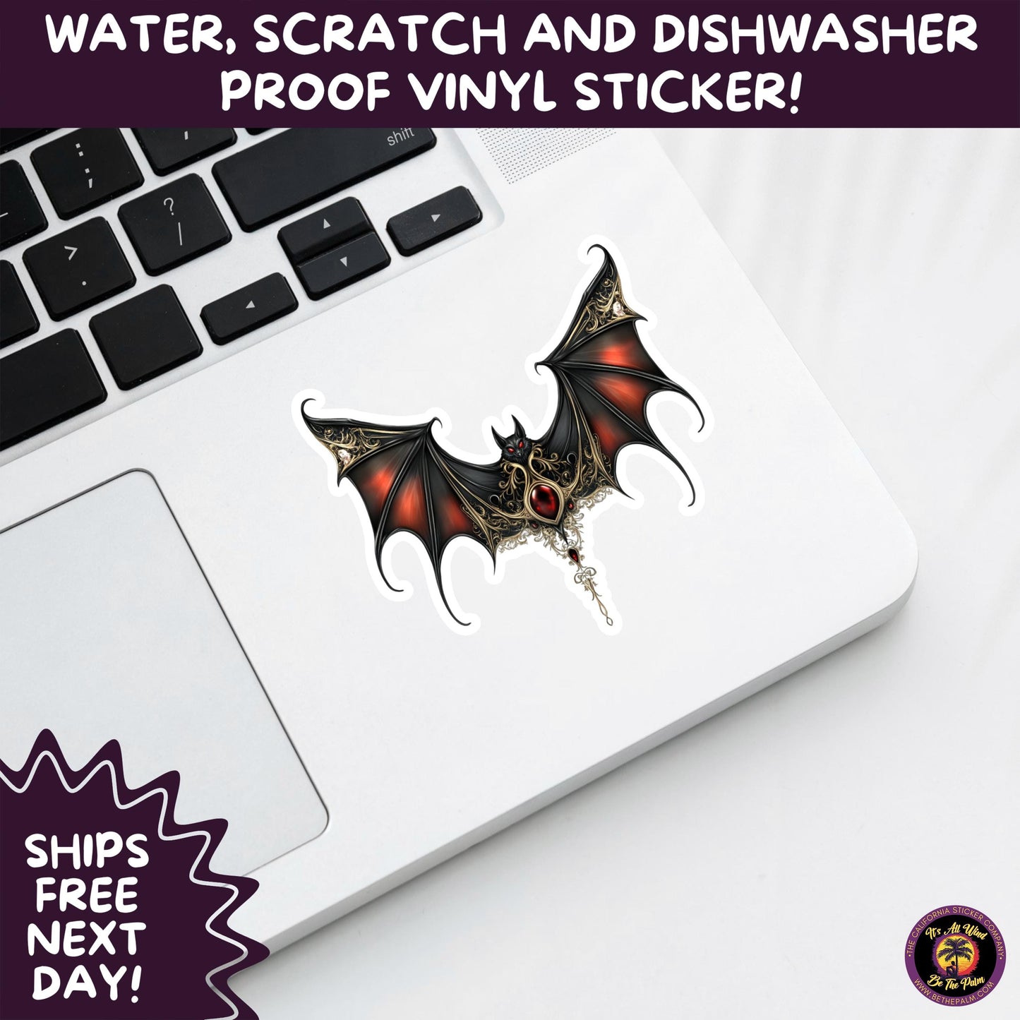 GOTHIC BAT STICKERS | for Alternative Aesthetic Lovers Spooky Vibe Cute Creepy Goth Accessories for Journal Laptop or Water Bottle Decor