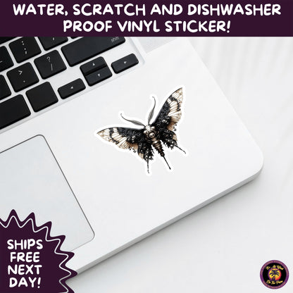 GOTH MOTH STICKERS | Gothic Insect Vinyl Stickers, Dark Aesthetic Stickers for Laptops Journals, Spooky Bug Stickers, Moth Witchy Decor