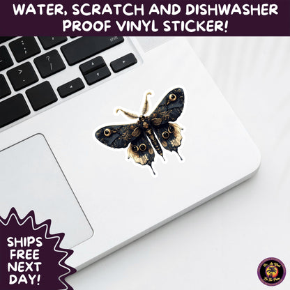 GOTH MOTH STICKERS | Gothic Insect Vinyl Stickers, Dark Aesthetic Stickers for Laptops Journals, Spooky Bug Stickers, Moth Witchy Decor