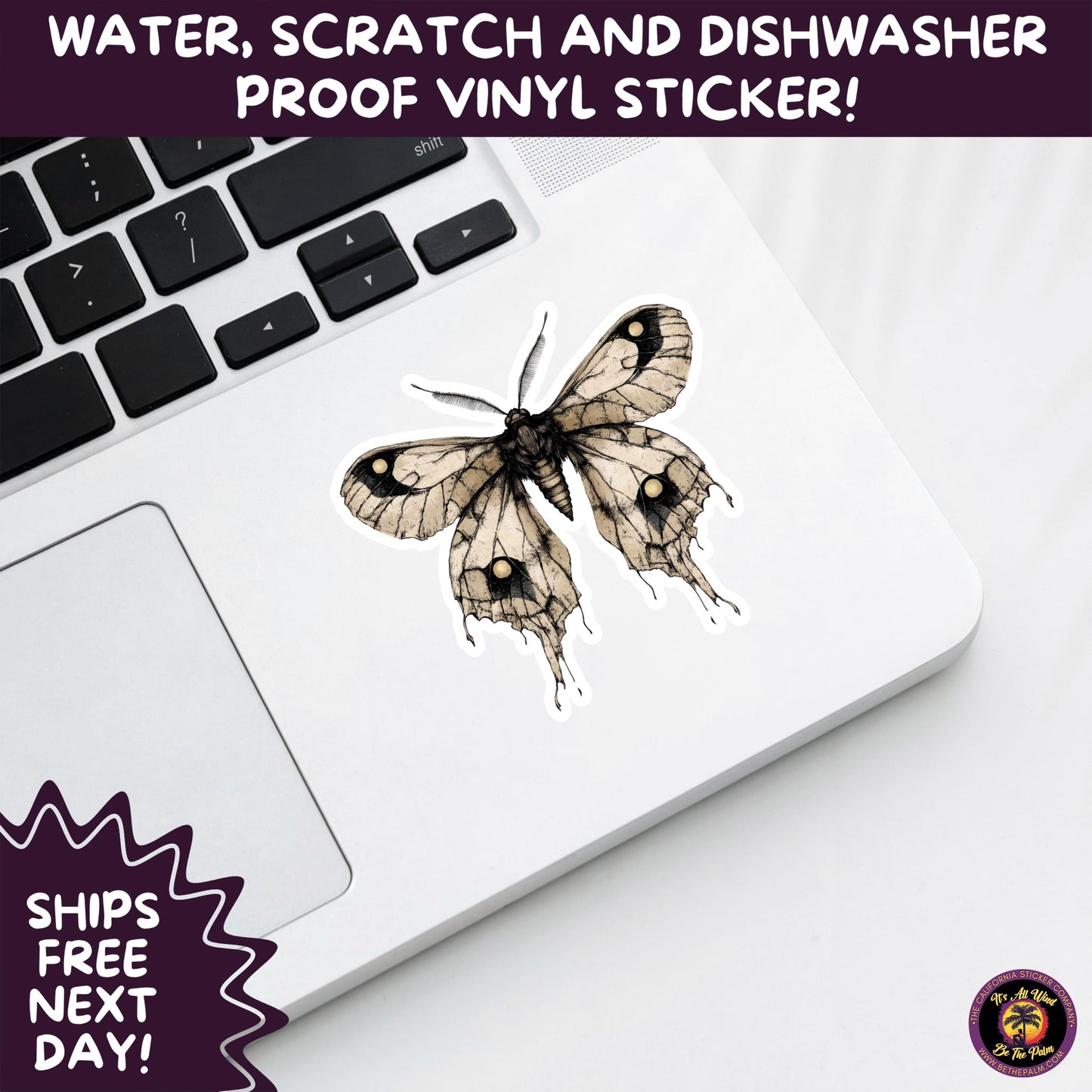 GOTH MOTH STICKERS | Gothic Insect Vinyl Stickers, Dark Aesthetic Stickers for Laptops Journals, Spooky Bug Stickers, Moth Witchy Decor