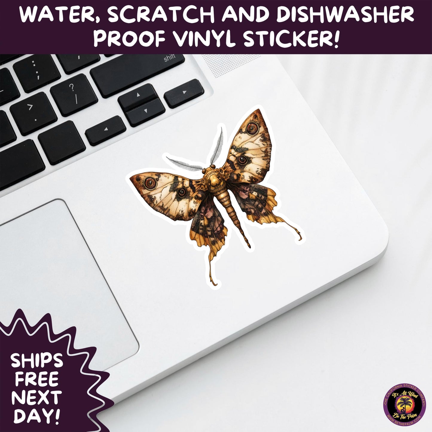 GOTH MOTH STICKERS | Gothic Insect Vinyl Stickers, Dark Aesthetic Stickers for Laptops Journals, Spooky Bug Stickers, Moth Witchy Decor