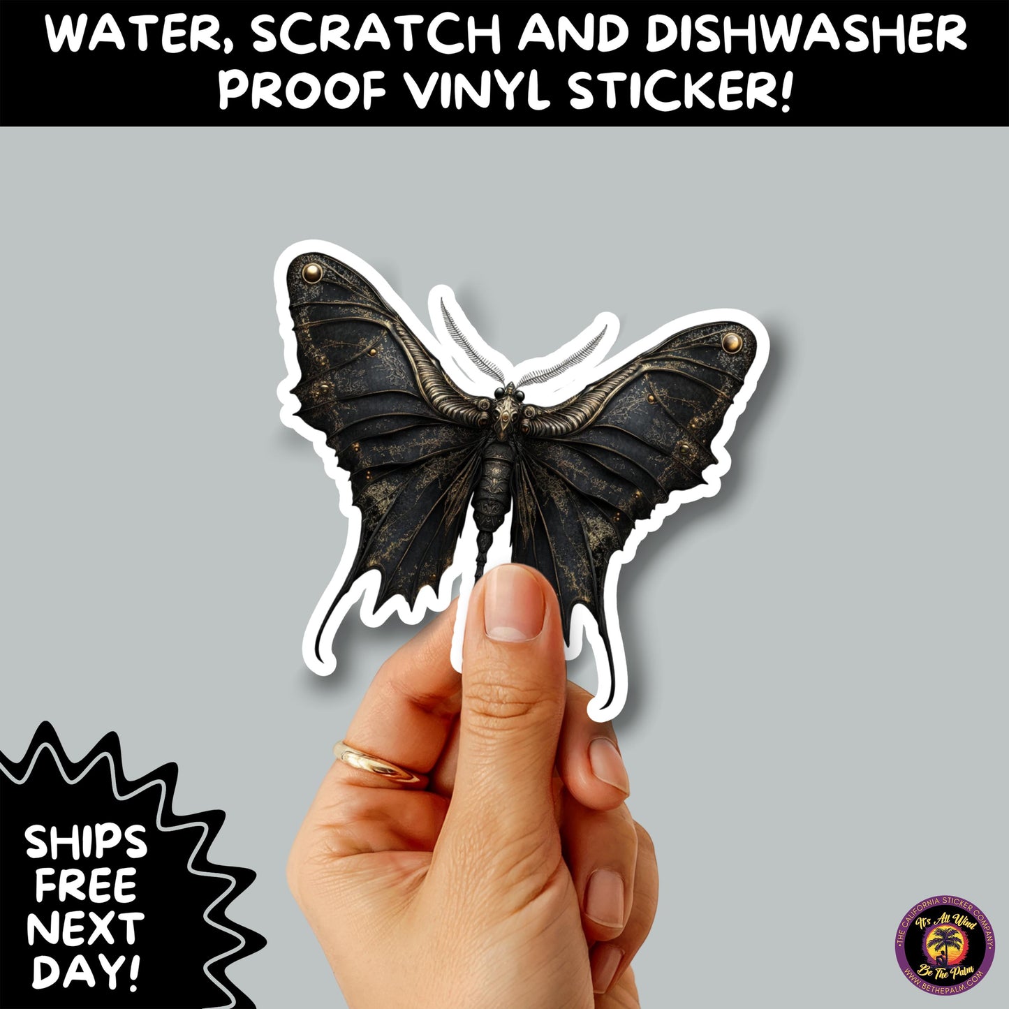 GOTH MOTH STICKERS | Gothic Insect Vinyl Stickers, Dark Aesthetic Stickers for Laptops Journals, Spooky Bug Stickers, Moth Witchy Decor