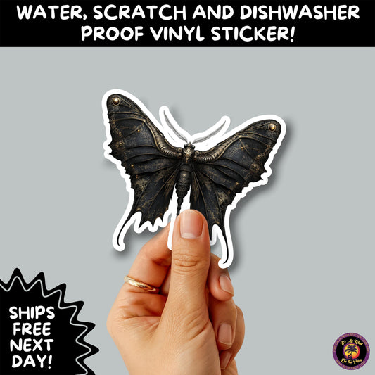 GOTH MOTH STICKERS | Gothic Insect Vinyl Stickers, Dark Aesthetic Stickers for Laptops Journals, Spooky Bug Stickers, Moth Witchy Decor