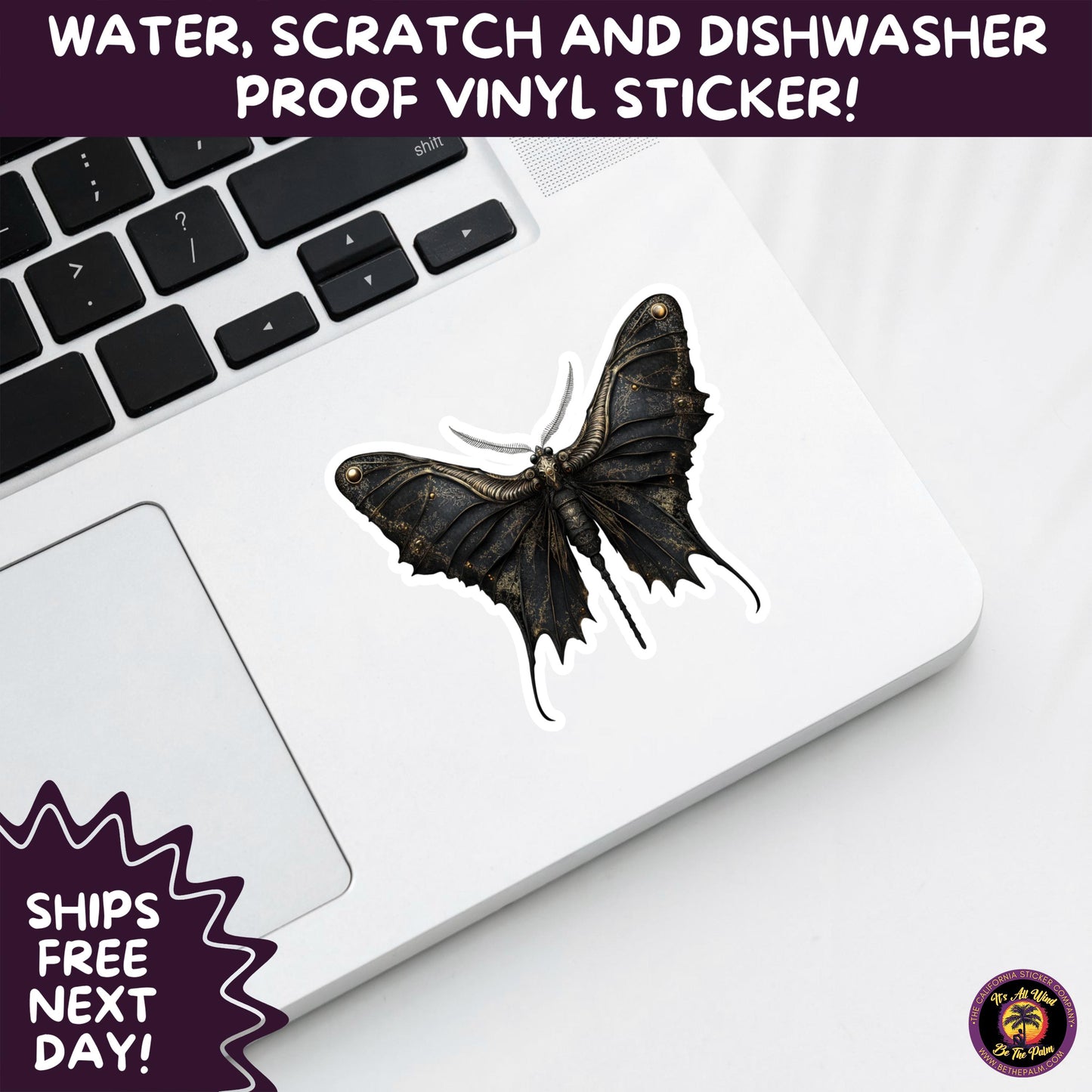 GOTH MOTH STICKERS | Gothic Insect Vinyl Stickers, Dark Aesthetic Stickers for Laptops Journals, Spooky Bug Stickers, Moth Witchy Decor