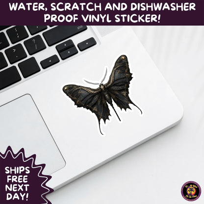 GOTH MOTH STICKERS | Gothic Insect Vinyl Stickers, Dark Aesthetic Stickers for Laptops Journals, Spooky Bug Stickers, Moth Witchy Decor