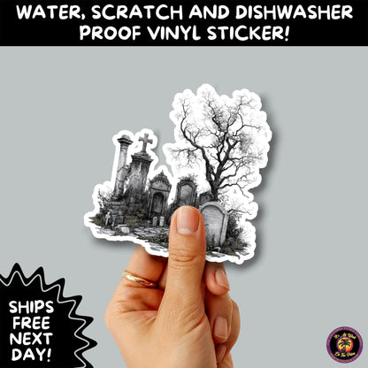 DARK GOTHIC STICKERS – Witchcore, Spooky, Occult, Alternative Vinyl Decals for Journals, Water Bottles, cemetery, headstone, and MacBooks