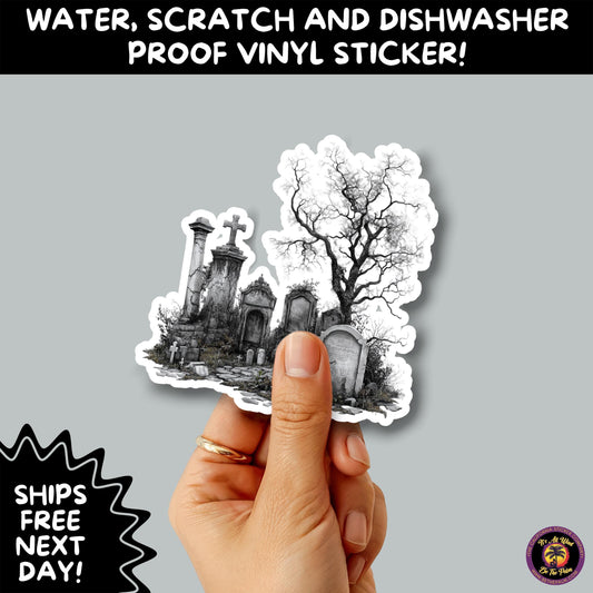 DARK GOTHIC STICKERS – Witchcore, Spooky, Occult, Alternative Vinyl Decals for Journals, Water Bottles, cemetery, headstone, and MacBooks