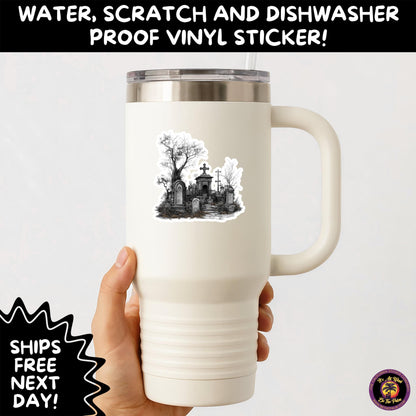 DARK GOTHIC STICKERS – Witchcore, Spooky, Occult, Alternative Vinyl Decals for Journals, Water Bottles, cemetery, headstone, and MacBooks