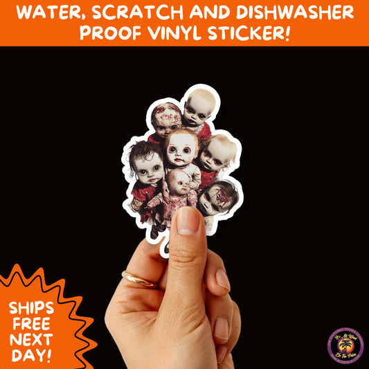 HORROR DOLL STICKERS Spooky Cute Creepy Girl Stickers – Perfect for Halloween, Scrapbooking, and Horror Aesthetic Fans
