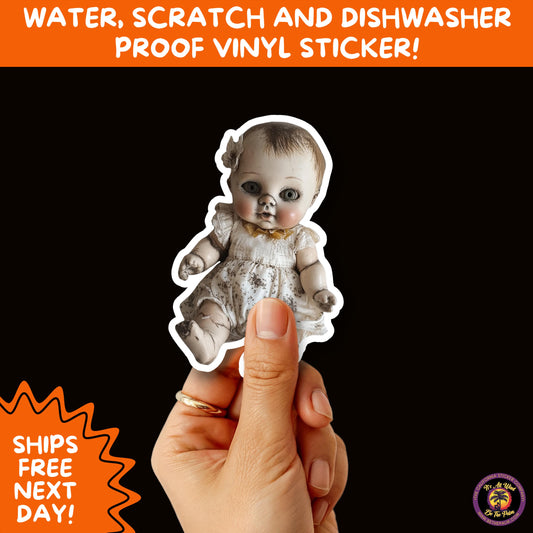 HORROR DOLL STICKERS Spooky Cute Creepy Girl Stickers – Perfect for Halloween, Scrapbooking, and Horror Aesthetic Fans