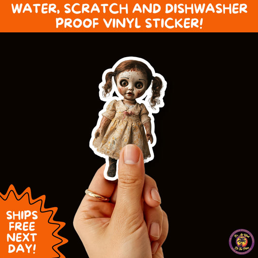 HORROR DOLL STICKERS Spooky Cute Creepy Girl Stickers – Perfect for Halloween, Scrapbooking, and Horror Aesthetic Fans