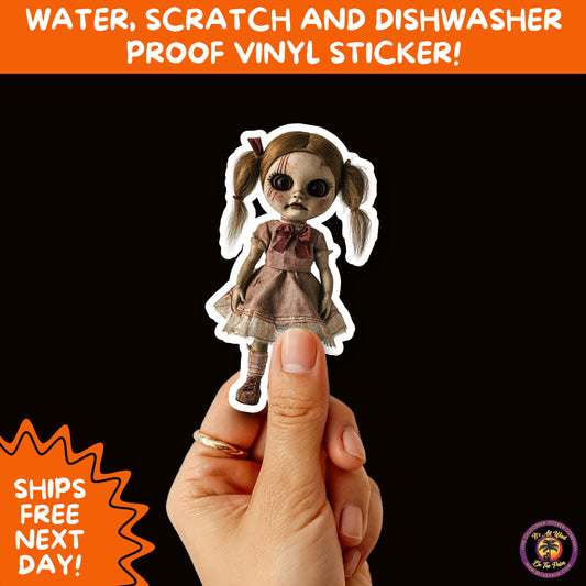 HORROR DOLL STICKERS Spooky Cute Creepy Girl Stickers – Perfect for Halloween, Scrapbooking, and Horror Aesthetic Fans