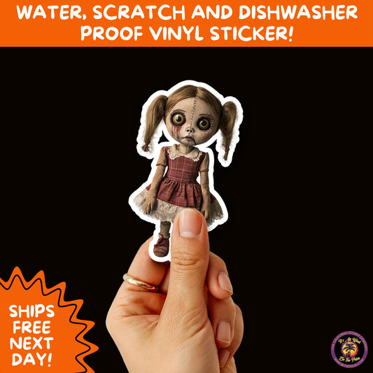 HORROR DOLL STICKERS Spooky Cute Creepy Girl Stickers – Perfect for Halloween, Scrapbooking, and Horror Aesthetic Fans