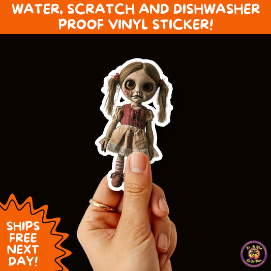 HORROR DOLL STICKERS Spooky Cute Creepy Girl Stickers – Perfect for Halloween, Scrapbooking, and Horror Aesthetic Fans