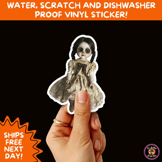 HORROR DOLL STICKERS Spooky Cute Creepy Girl Stickers – Perfect for Halloween, Scrapbooking, and Horror Aesthetic Fans