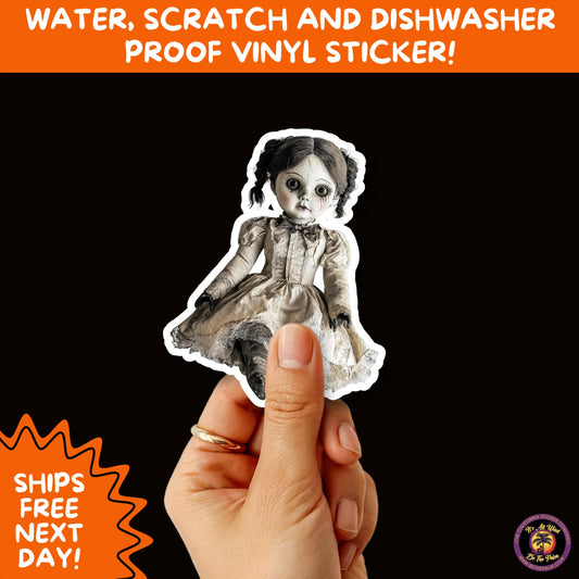 HORROR DOLL STICKERS Spooky Cute Creepy Girl Stickers – Perfect for Halloween, Scrapbooking, and Horror Aesthetic Fans