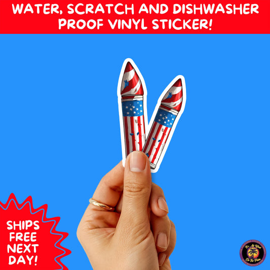 4TH OF JULY | Sticker Pack Independence Day Vinyl Decals, USA Flag, Fireworks, Red White Blue Summer Holiday Patriotic Sticker Set