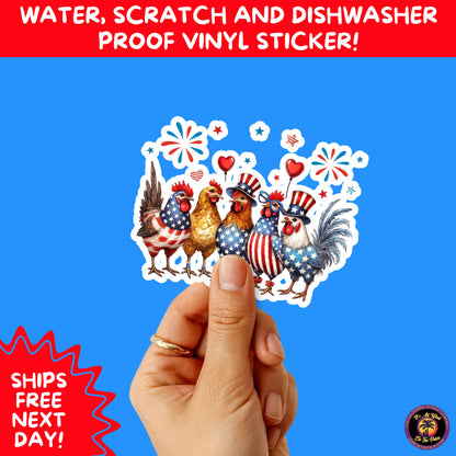4TH OF JULY | Sticker Pack Independence Day Vinyl Decals, USA Flag, Fireworks, Red White Blue Summer Holiday Patriotic Sticker Set