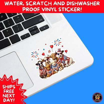 4TH OF JULY | Sticker Pack Independence Day Vinyl Decals, USA Flag, Fireworks, Red White Blue Summer Holiday Patriotic Sticker Set