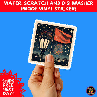 4TH OF JULY | Sticker Pack Independence Day Vinyl Decals, USA Flag, Fireworks, Red White Blue Summer Holiday Patriotic Sticker Set