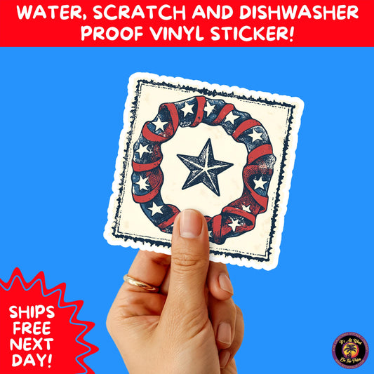 4TH OF JULY | Sticker Pack Independence Day Vinyl Decals, USA Flag, Fireworks, Red White Blue Summer Holiday Patriotic Sticker Set