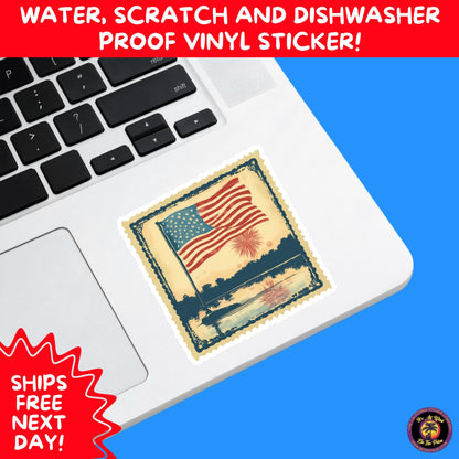 4TH OF JULY | Sticker Pack Independence Day Vinyl Decals, USA Flag, Fireworks, Red White Blue Summer Holiday Patriotic Sticker Set